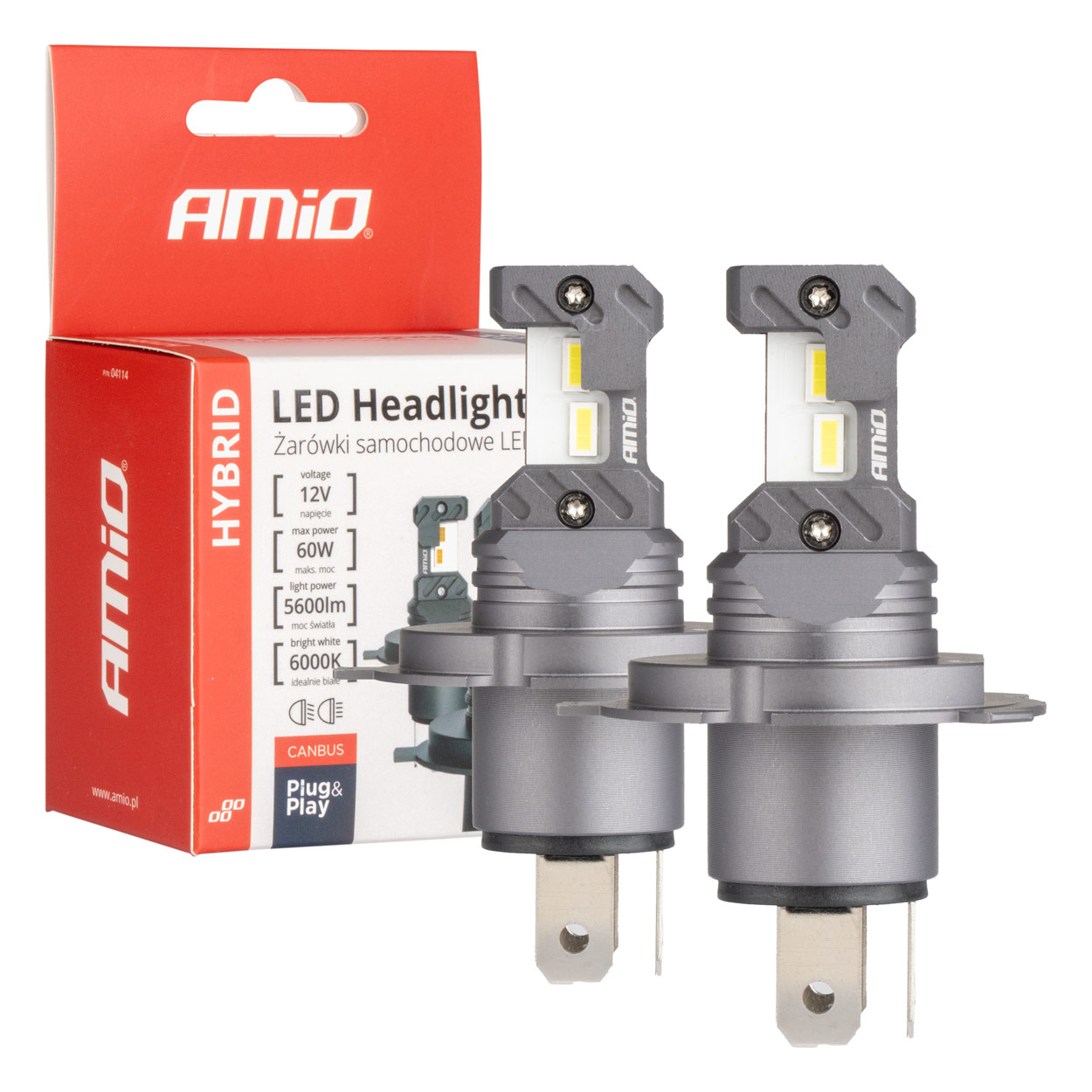Žiarovka LED AMIO H4/12V Hybrid 6000K 2-ks