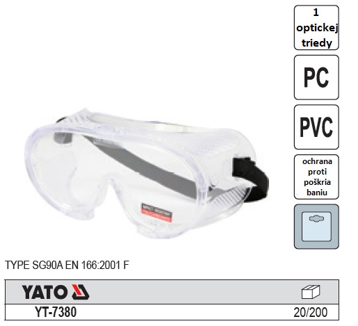 Okuliare ochranné na gumičku YATO 2769